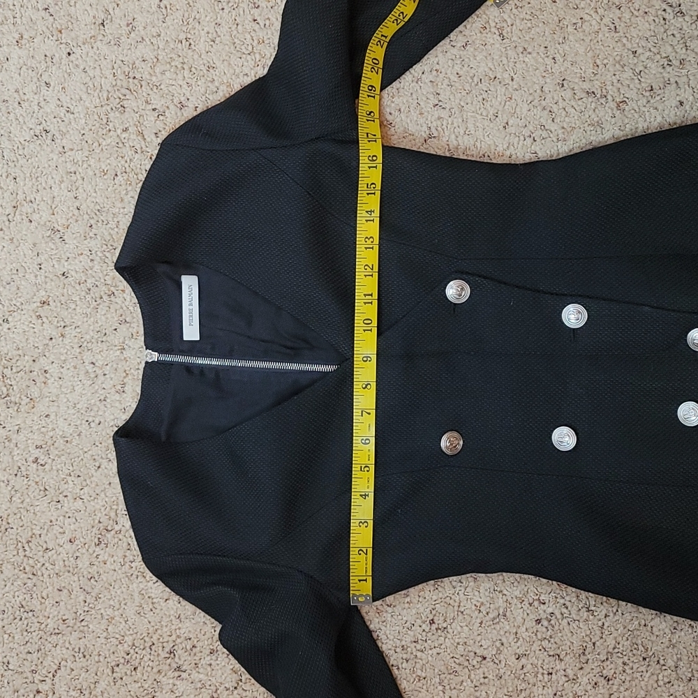 Balmain Black V Neck Logo Pencil Mini Dress size 40 - Picture 7 of 11